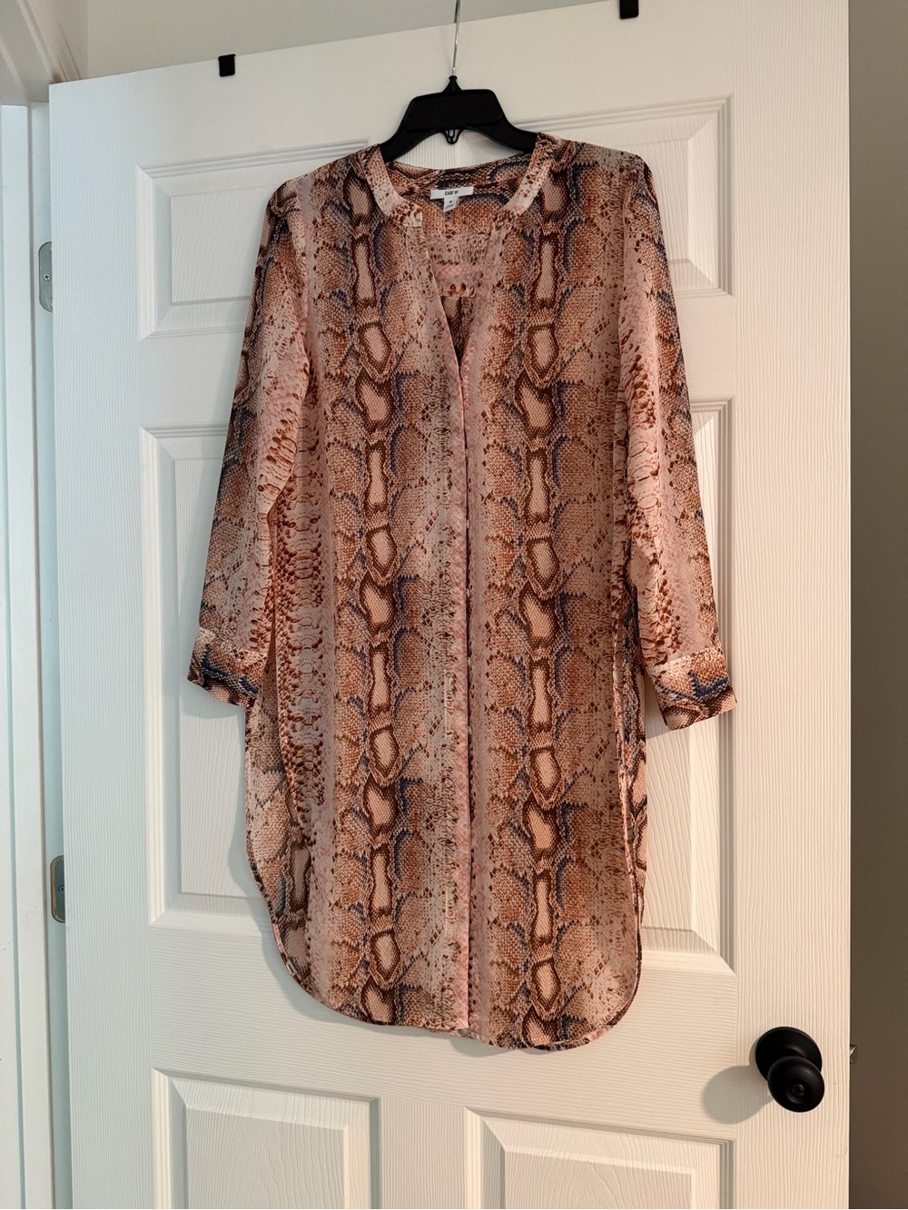 Bar III button up Brown and Tan Snake Print Tunic